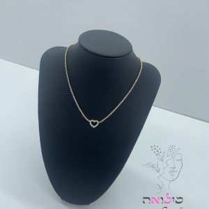שרשרת גולדפילד זהב לב חלול יהלומים + צמיד גולדפילד זהב לב חלול יהלומים