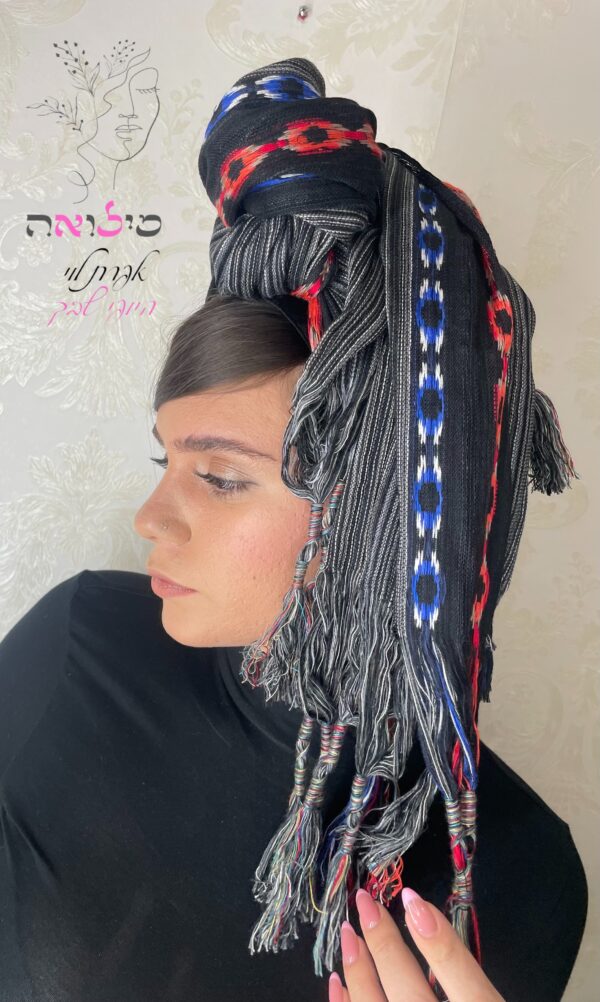 מטפחת לונג שיק פסיים שחור