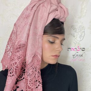 מטפחת לונג תחרה אליטה ורוד