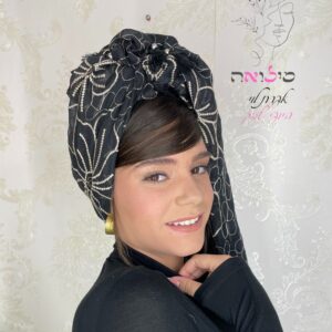 מטפחת לונג פרח שושן שחור
