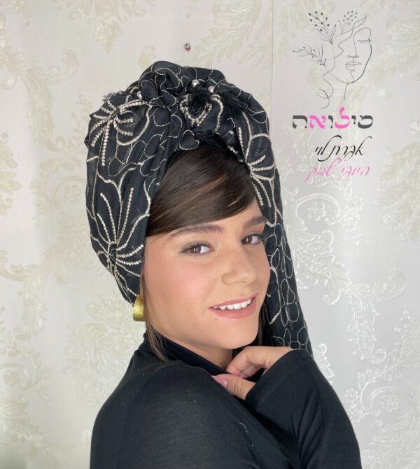 מטפחת לונג פרח שושן שחור