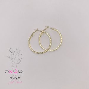 עגילי חישוק גולדפילד זהב דוגמאת חריטה