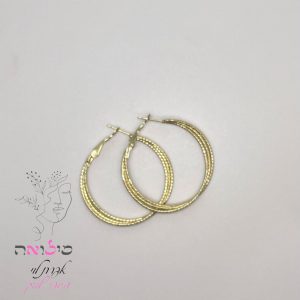 עגילי חישוק גולדפילד זהב 3 חוליות בינוני