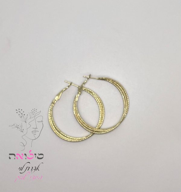 עגילי חישוק גולדפילד זהב 3 חוליות בינוני