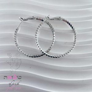 עגילי חישוק גולדפילד כסף דוגמאת חריטה