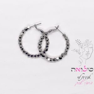 עגילי חישוק גולדפילד כסף דוגאת מעוינים