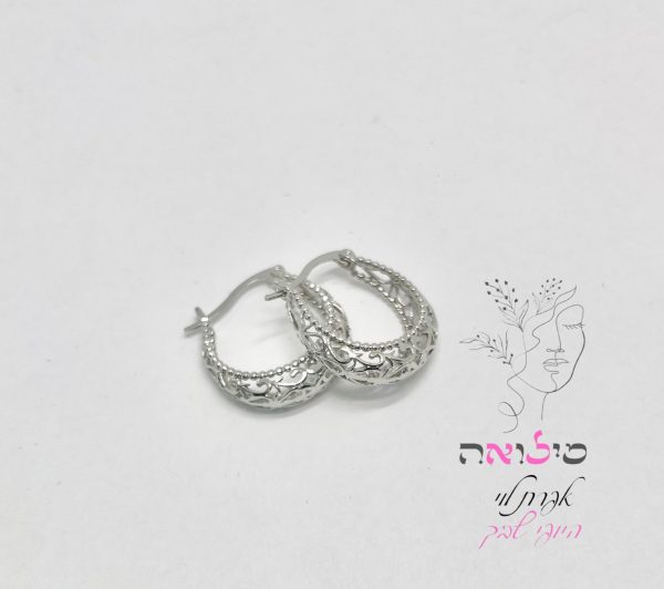 עגילי חישוק גולדפילד כסף תחרה