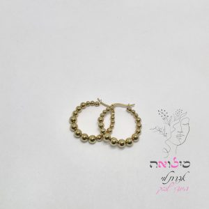 עגילי חישוק גולדפילד זהב כדורים