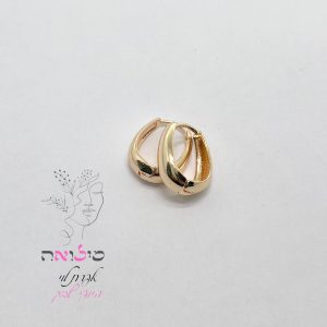 עגילי חישוק גולדפילד זהב אליפסה קטן