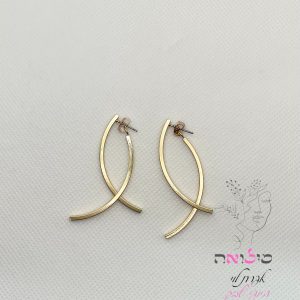 עגילי חישוק גולדפילד זהב איקס מעוצב