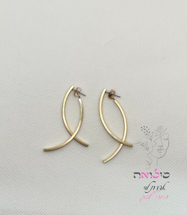 עגילי חישוק גולדפילד זהב איקס מעוצב