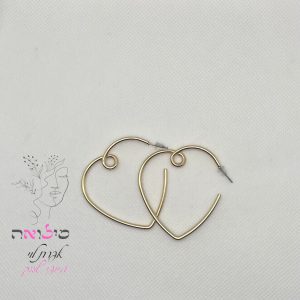 עגילי חישוק גולדפילד זהב לב