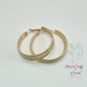 עגילי חישוק גולדפילד זהב 5 שורות מנצנץ
