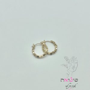 עגילי חישוק גולדפילד זהב עגול דוגמאת עיגולים