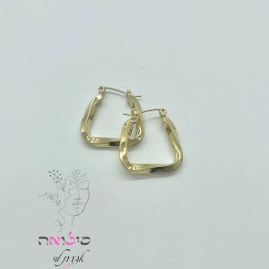 עגילי חישוק גולדפילד זהב מרובע בינוני