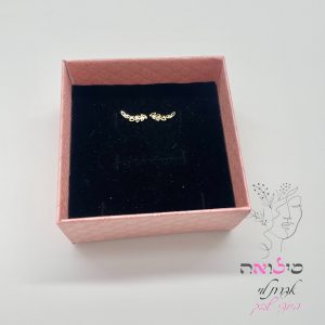 עגילים גולדפילד צמודות זהב עלה ארוך