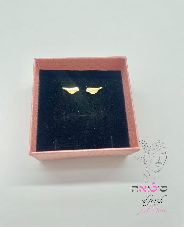 עגילים גולדפילד צמודות זהב ציפורים חלק