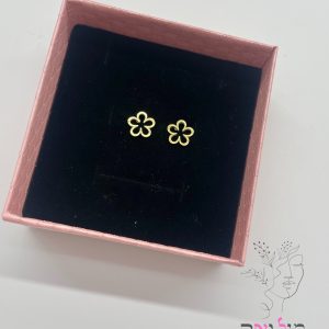 עגילים גולדפילד צמודות זהב פרח חלול