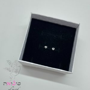 עגילים גולדפילד צמודות כסף לב חלול קטן