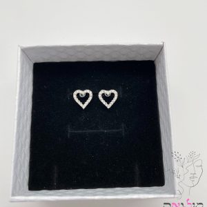 עגילים גולדפילד צמודות כסף לב חלול מנצנץ גדול
