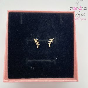 עגילים גולדפילד צמודות זהב עלה