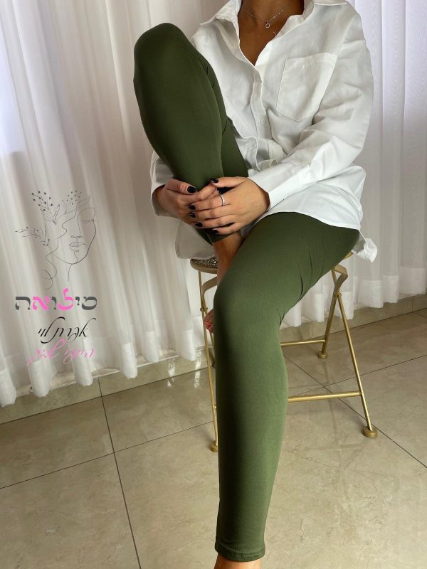 טייץ מדוגם ארוך chic ירוק זית חלק