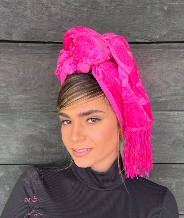 ⁦מטפחת לונג קטיפה ורוד פוקסיה⁩ – תמונה ⁦3⁩