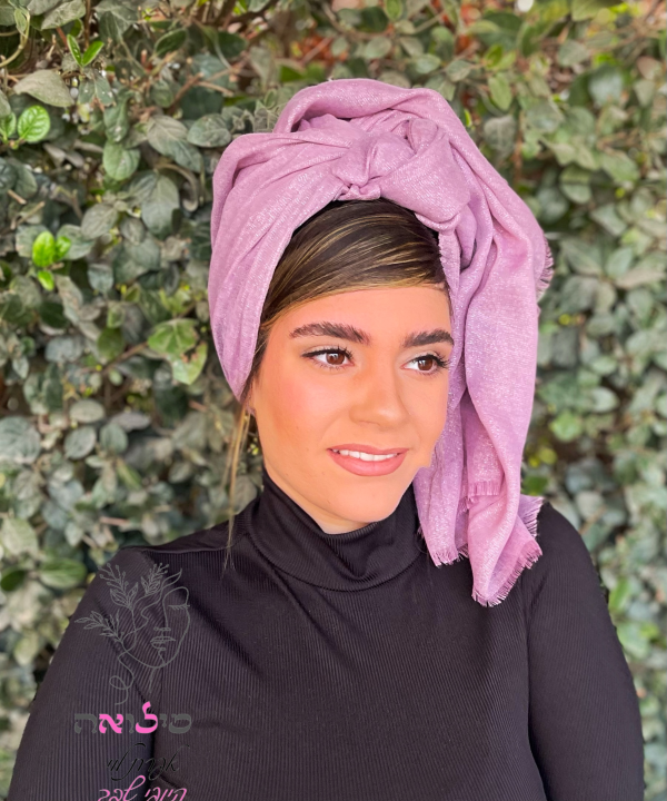 ⁦מטפחת לונג מנצנץ סגול לילך⁩ – תמונה ⁦2⁩