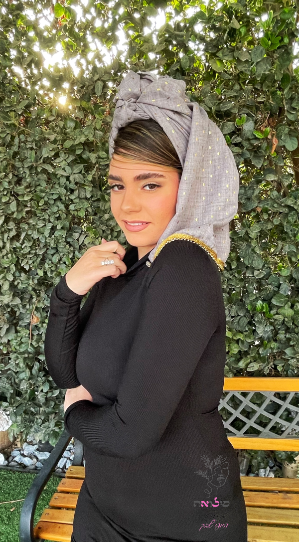 ⁦מטפחת לונג נקודות אפור בהיר⁩ – תמונה ⁦2⁩