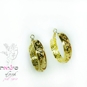 עגילי חישוק גולדפילד זהב עיטורים תחרה