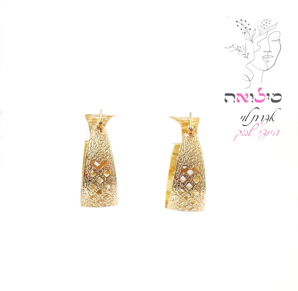 עגילי חישוק גולדפילד זהב מעויינים