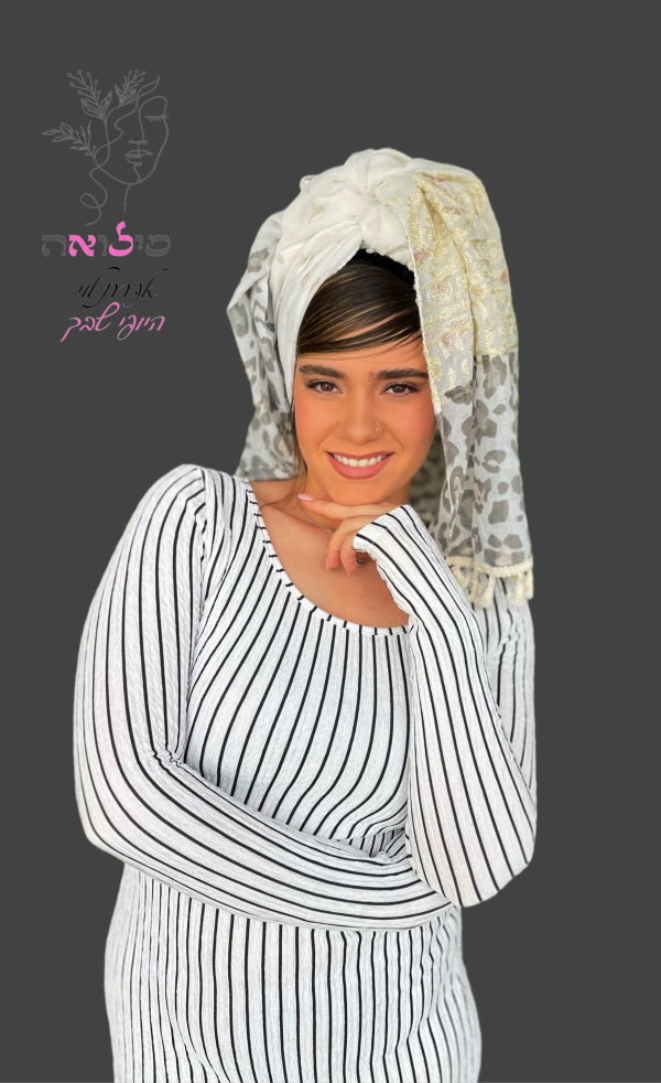 ⁦מטפחת מנומר רקומה שמנת⁩ – תמונה ⁦2⁩