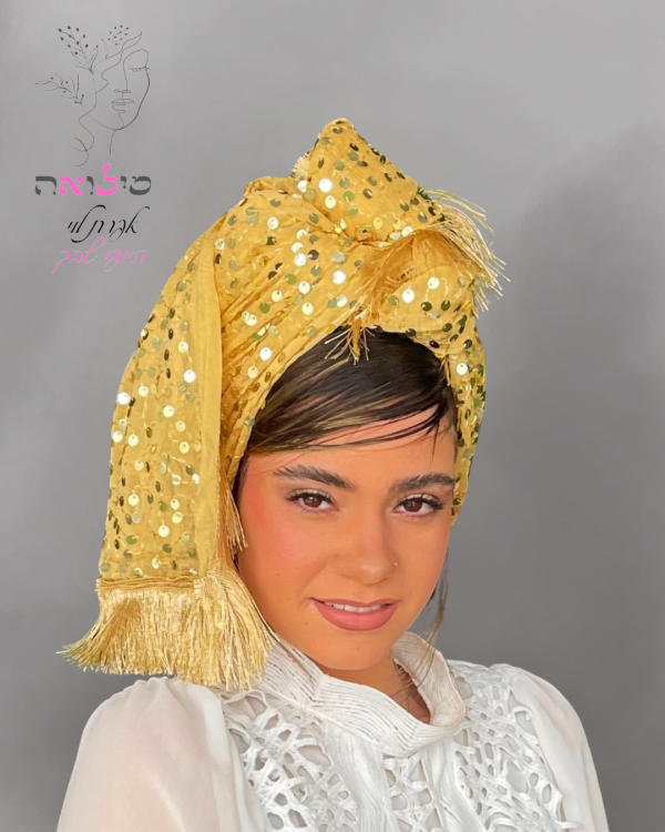 מטפחת פייטים גדולים זהב