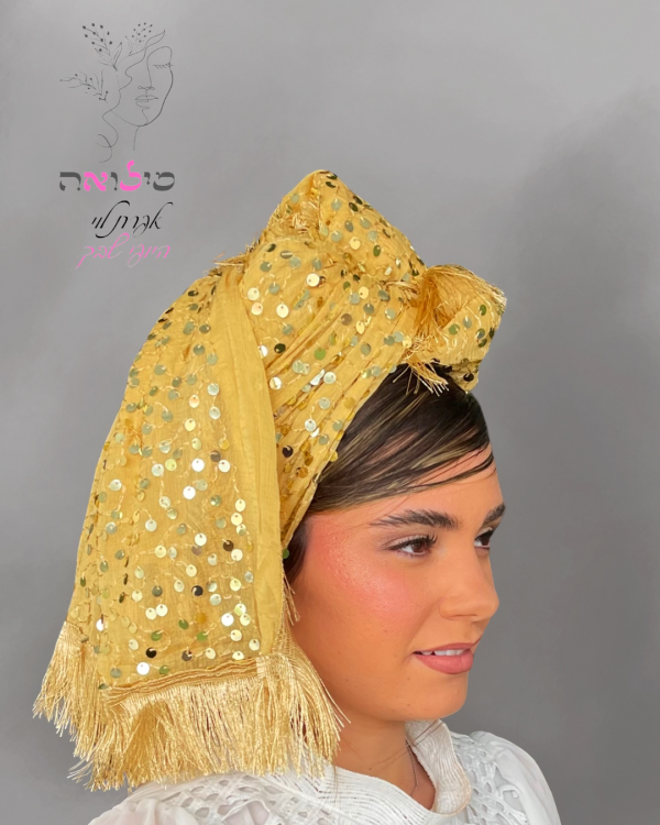 ⁦מטפחת פייטים גדולים זהב⁩ – תמונה ⁦3⁩
